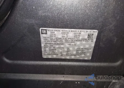 2018 Chevrolet Equinox Lt z USA, uszkodzony, nr VIN 3GNAXTEXXJS523261